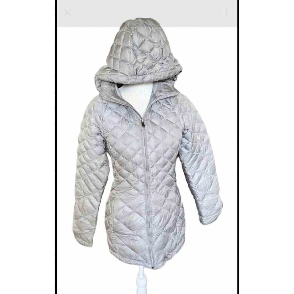 The North Face goose down Quilted detachable Hood Puffer Jacket parka gray XS